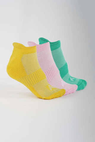 BAMBOO UNISEX ANKLE SOCKS - YELLOW/PINK/GREEN