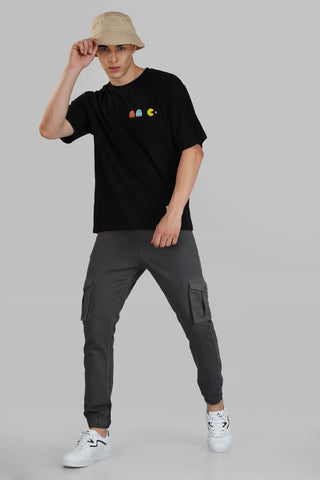 PACMAN_MIDNIGHT BLACK OVERSIZED T-SHIRT