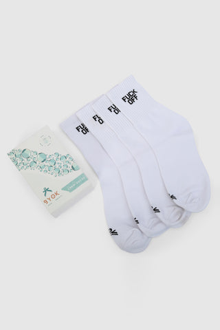 F*CK OFF WHITE CREW SOCKS