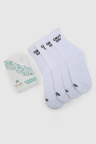 CHEAT DAY WHITE CREW SOCKS