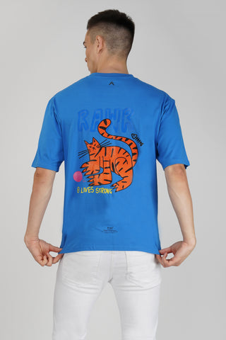 ANGRY CAT ROYAL BLUE OVERSIZED TSHIRT