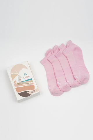 BAMBOO UNISEX ANKLE SOCKS - PINK/YELLOW/OFF-WHITE