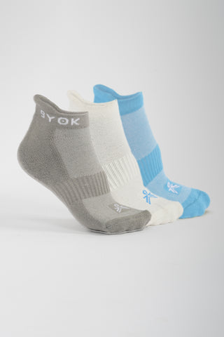 BAMBOO UNISEX ANKLE SOCKS - GREY/BLUE/OFF-WHITE