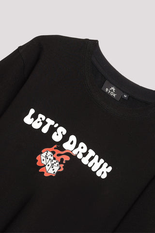 DRINKS ON ME UNISEX OVERSIZED T-SHIRT- BLACK