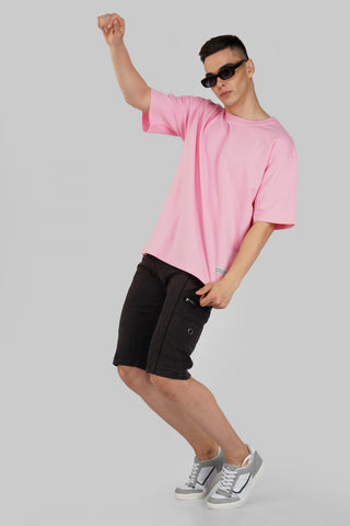 CORAL PINK SOLID OVERSIZED T-SHIRT