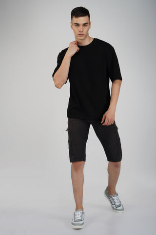 CHARCOAL BLACK SOLID OVERSIZED T-SHIRT