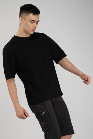 CHARCOAL BLACK SOLID OVERSIZED T-SHIRT