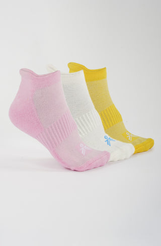 BAMBOO UNISEX ANKLE SOCKS - PINK/YELLOW/OFF-WHITE