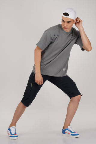 ASH GREY SOLID OVERSIZED T-SHIRT