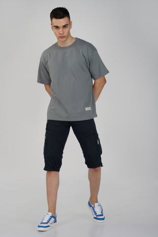 ASH GREY SOLID OVERSIZED T-SHIRT