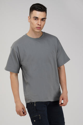 ASH GREY SOLID OVERSIZED T-SHIRT