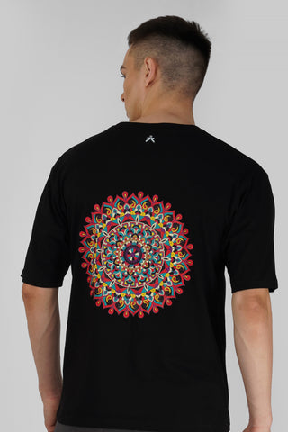 MANDALA MIDNIGHT BLACK UNISEX OVERSIZED T-SHIRT