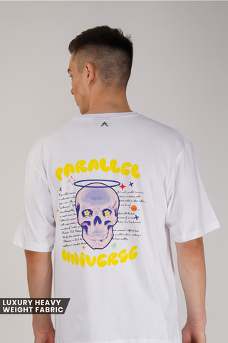 PARALLEL UNIVERSE_WHITE UNISEX OVERSIZED T-SHIRT