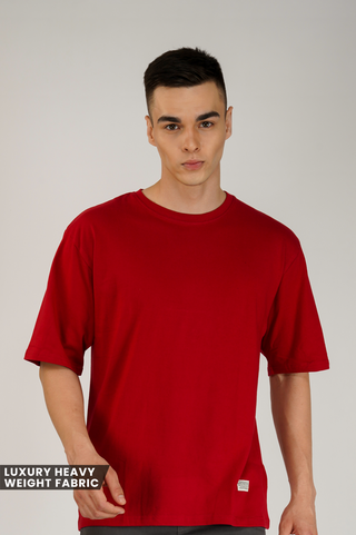 MAROON SOLID UNISEX OVERSIZED T-SHIRT