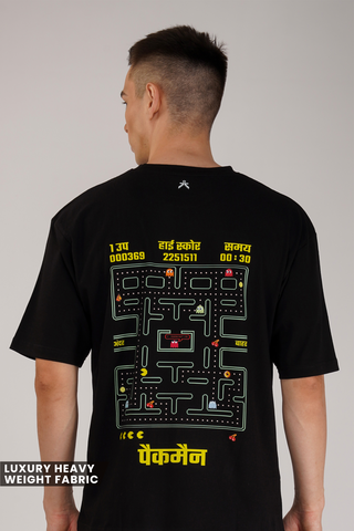 PACMAN_MIDNIGHT BLACK OVERSIZED T-SHIRT