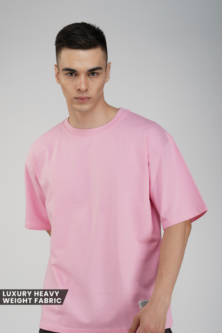 CORAL PINK SOLID OVERSIZED T-SHIRT