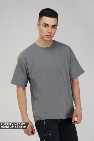 ASH GREY SOLID OVERSIZED T-SHIRT