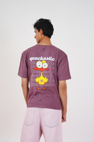 QUACKASTIC_BURGUNDY UNISEX OVERSIZED T-SHIRT