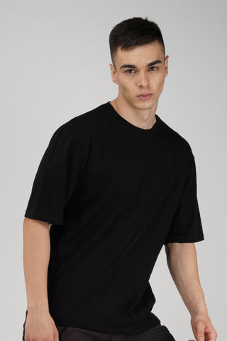 CHARCOAL BLACK SOLID OVERSIZED T-SHIRT