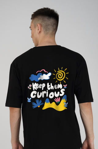 KEEP THEM CURIOUS BLACK OVERSIZED T-SHIRT