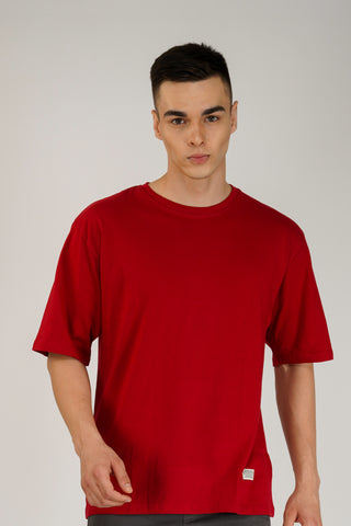 MAROON SOLID UNISEX OVERSIZED T-SHIRT