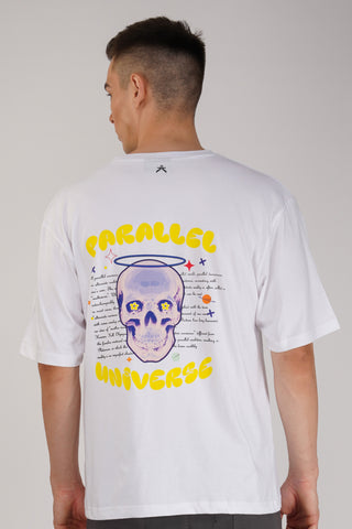 PARALLEL UNIVERSE_WHITE UNISEX OVERSIZED T-SHIRT