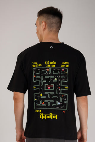 PACMAN_MIDNIGHT BLACK OVERSIZED T-SHIRT